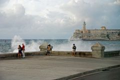 94 Cuba - Havana - Malecon in bad weather and Castillo De Los Tres Santos Reyes Magnos Del Morro